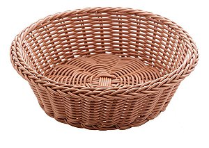 Cesta De Rattan Plástico Redonda 24 Cm - Lyor