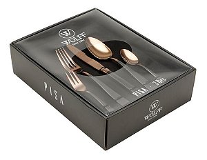 Faqueiro Wolff 30 Pcs De Inox Pisa Two Tones Rose E Preto