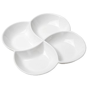 Petisqueira Bon Gourmet Em Porcelana 4 Divisões Branca