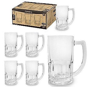 Jg Caneca De Chopp/ Cerveja 340ml Vidro Resistente E Grosso