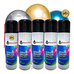 5 Un. Spray Brilha Balão Renovar Bexiga Buffet Festa  300 Ml