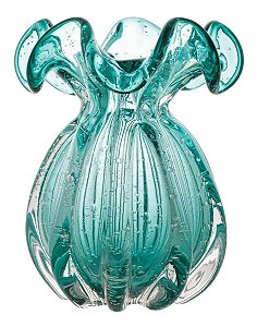 Vaso Trouxinha De Vidro Tipo Murano  Verde Esmeralda 17CM