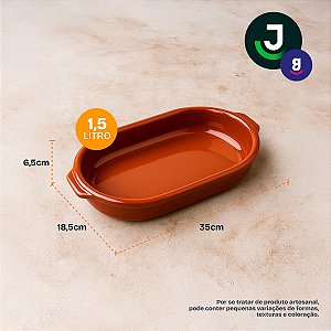 Assadeira De Barro Oval 1500ml - 35X18,5cm Nº2
