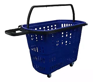 Cestinha Cesta De Supermercado Mercado Rodas Rodinhas Cores Azul