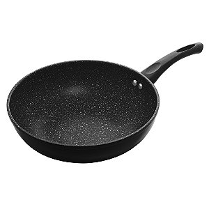 Frigideira Wok De Indução Em Alumínio Com Revestimento Cerâmico Granilite Preta Lyor