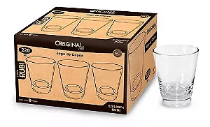 Jogo de Copos Em Vidro Original Line Rubi 220ml 6 Peças