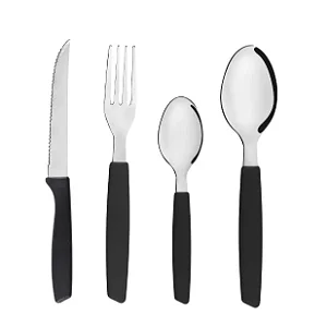 Jogo De Talheres Faqueiro Inox Preto 20 Peças Resistente Faca Garfo Colher