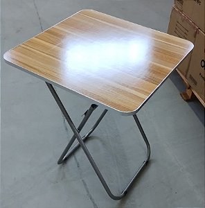 Mesa Aluminio E Madeira Dobravel Portatil Mult 60x60