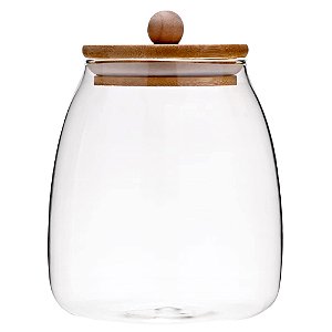Mimo Style Pote de Vidro Borossilicato Com Tampa de Bambo Ecokitchen, 1000ml