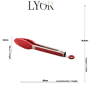 Pinça de Silicone Com Cabo de Aço Vermelho 27cm - Lyor