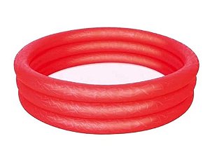 Piscina Inflável Redondo Infantil Criança 140 Litros Plástico 3 Anéis Vermelho