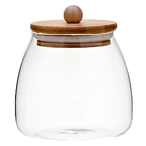 Pote de Vidro Borossilicato Com Tampa de Bambo Mimo Style 700ml