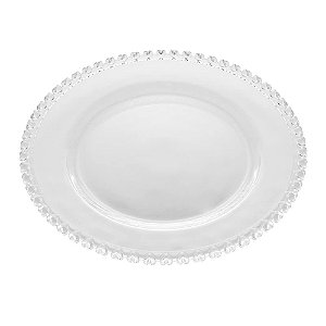 Prato Raso Cristal Transparente Coração 28cm Lyor