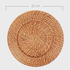 Sousplat Redondo Rattan Bambu Bege 32x32cm