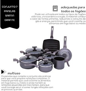 Conjunto De Panelas Sartin GRAFITE 5 Pçs Cerâmica Mimo Style - ok