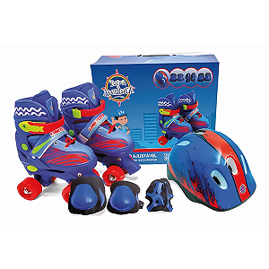 Patins Quad Roller Aventura 4 Rodas Azul e Vermelho Unitoys