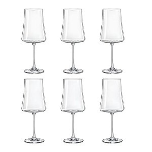 6 Taças Vidro Crystal Titânio Bohemia Vinho Tinto Rosê 460ml