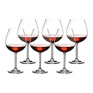6 Unid. Taças Vinho Tinto 650ml Bohemia Cristal Titanium