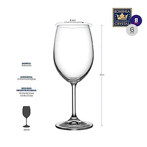 Jogo 6 Taças Cristal Com Titanium 350ml Bohemia 5326