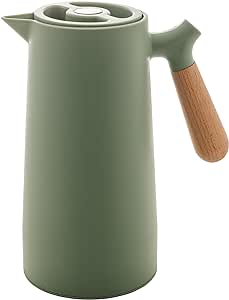 Garrafa Térmica Plástico C/ cabo Madeira Nórdica Verde 1L