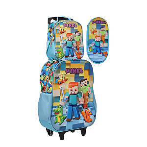 Kit Mochila Com 3 Peças Pixel 3D