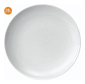 25 Prato Raso Refeição Almoço Coup 28cm Porcelana Branca