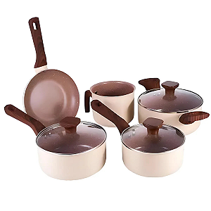 Jogo de 5 Panelas Alumínio Indução Pratic Cook Crema Mimo Style