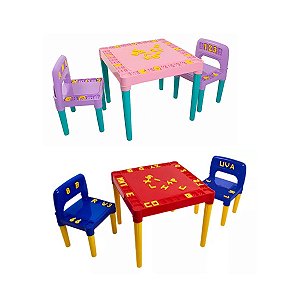 Mesinha Mesa Didática Infantil Com 2 Cadeiras Criança Menina Menino Colorido
