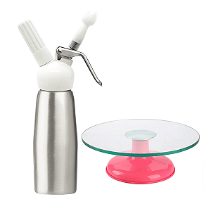 Bailarina De Vidro Giratória + Garrafa Sifão Chantilly - Rosa