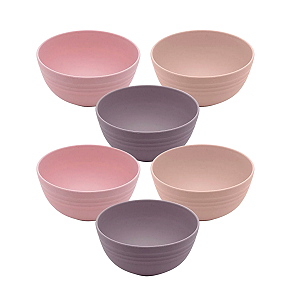 Conjunto 6 Tigela Cumbuca Bowls De Bambu Sortido 15x7,5cm