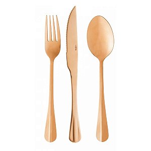 Faqueiro Positano 18 Peças Aço Inox Rose Gold Lyor