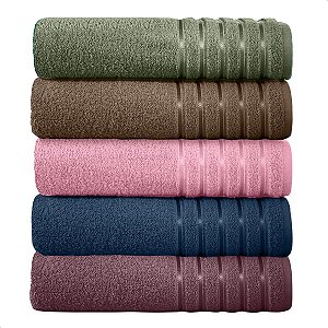 Kit 5 - Toalhas de Banho 100% Algodão 070x140 cm Teka Comfort Coloridas