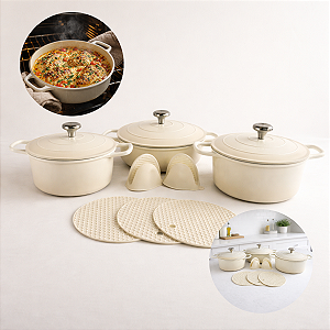 Caçarolas Jogo De Panelas 3 Com Indução Crema + Acessórios Crema