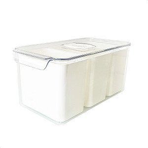 Organizador de Geladeira Jhamba 3 Divisórias 5,7L Caixa Plástica Transparente