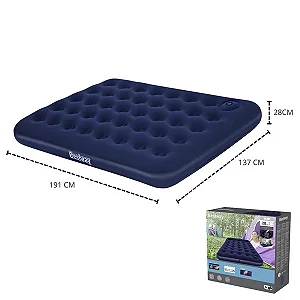 Colchão Inflável Casal Com Inflador Acoplado Multiuso Até 300kg - Bestway Cor Azul