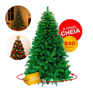 Árvore de Natal Grande Pinheiro Natural 1,80m com Pé de Ferro 840 Galhos Mais Cheia Realista verde