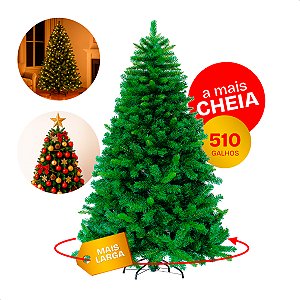 Árvore de Natal Pinheiro 1,50m com Pé de Ferro 510 Galhos Mais Cheia Realista Verde Jhamba