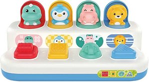 Brinquedo Didático Bebê Esconde-Esconde Bichinho Janelinha Teclado Abre Fecha Colorido
