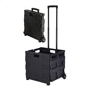 Carrinho Feira Dobrável Jhamba 42x36,5x39,5cm Preto Portátil Rodas Leves Plastico/Aço