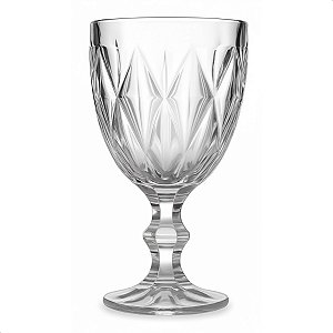 Jogo 6 Taças Diamante Vidro 330ml Copo Diamond Moderno Luxo Transparente Butter Cream Diamante Lapidado