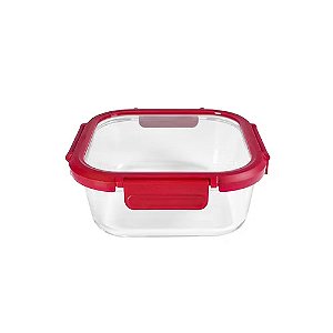 Pote Hermético Borossilicato Quadrado 800 ML Com Tampa De Vidro