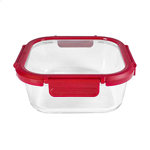Pote Hermético Borossilicato Quadrado 530 ML Com Tampa De Vidro