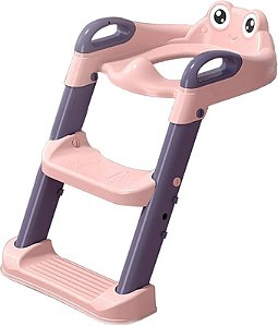 Troninho Redutor de Assento Sanitário Infantil com Escada | Escadinha Feliz Rosa para Meninas Bebês e Crianças