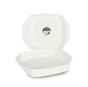 Travessa Assadeira Retangular Tropical 29x21x5 Cm 2 Litros Branco