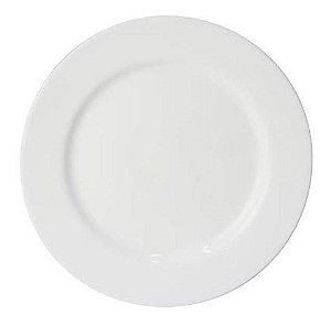 Prato Raso Vidro Branco Oren 26cm Everyday Opalino Redondo Liso