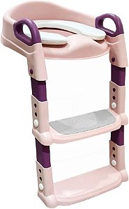 Assento Redutor Infantil Com Escada Para Vaso Sanitário - Rosa