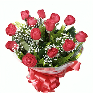 A12 - Buquê 12 rosas vermelhas