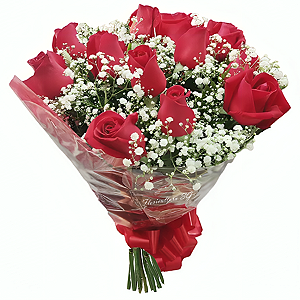 Buquê com 12 rosas vermelhas
