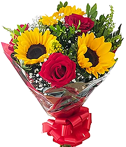 107 - Buquê rosas e girassóis