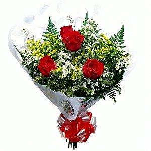 A46 - Arranjo com 3 Rosas vermelhas
